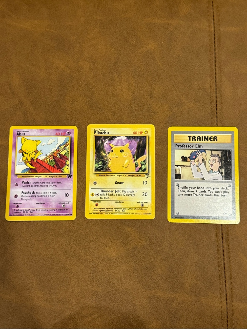 Vintage Pokémon Trading Card - Pikachu, Abra, trainer professor Elm